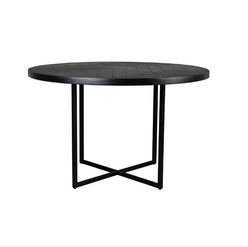 Prachtige tafel Dutchbone Class zwart visgraat Ø120cm, Huis en Inrichting, Tafels | Eettafels, Zo goed als nieuw, 100 tot 150 cm