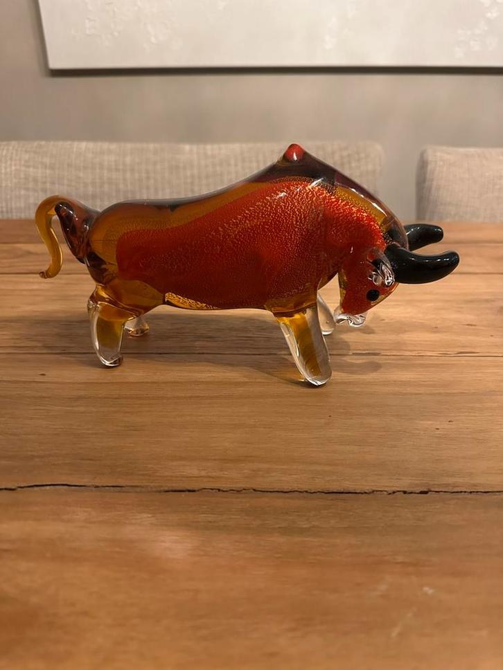 Glazen Stier - Prachtig Kunstobject, Antiek en Kunst, Antiek | Glas en Kristal, Ophalen of Verzenden