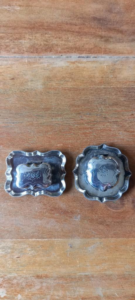 zilveren miniatuur koektrommels met blad, Antiek en Kunst, Antiek | Goud en Zilver, Ophalen of Verzenden