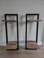 Staal met mangohout wandplanken., Ophalen, Gebruikt