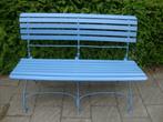 Oude Geheel Gerestaur. Inklapbare Franse Blauwe Tuinbank 2, Ophalen, Gebruikt, Hout