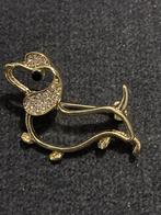 Hond Broche met Strass Steentjes, Sieraden, Tassen en Uiterlijk, Broches, Overige materialen, Minder dan 4 cm, Ophalen of Verzenden