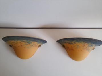 2 x Art nouveau wandlamp "art de france",pate de verre. beschikbaar voor biedingen