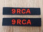 2 schouderemblemen 9e Royal Canadian Artillery, Ophalen of Verzenden, Landmacht, Engeland, Embleem of Badge