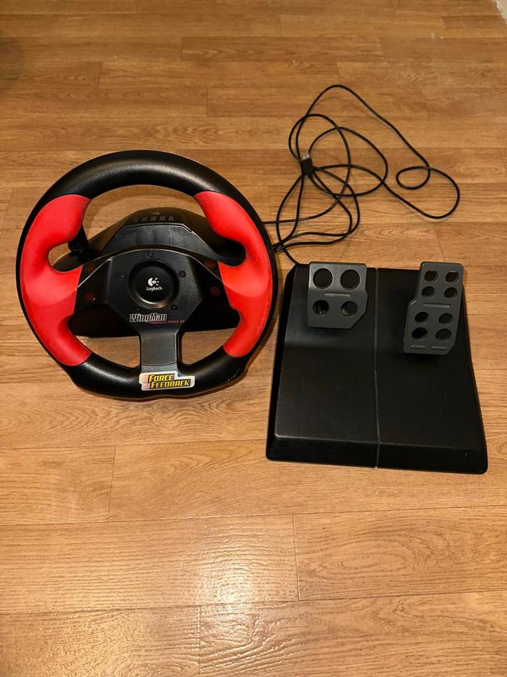 Logitech Wingman Formula Force GP Stuur + Pedalen, Spelcomputers en Games, Spelcomputers | Overige, Gebruikt, Ophalen