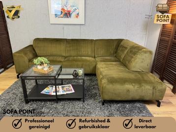 GRATIS LEVERING Zachte Olijfgroene Fluwelen Hoekbank beschikbaar voor biedingen