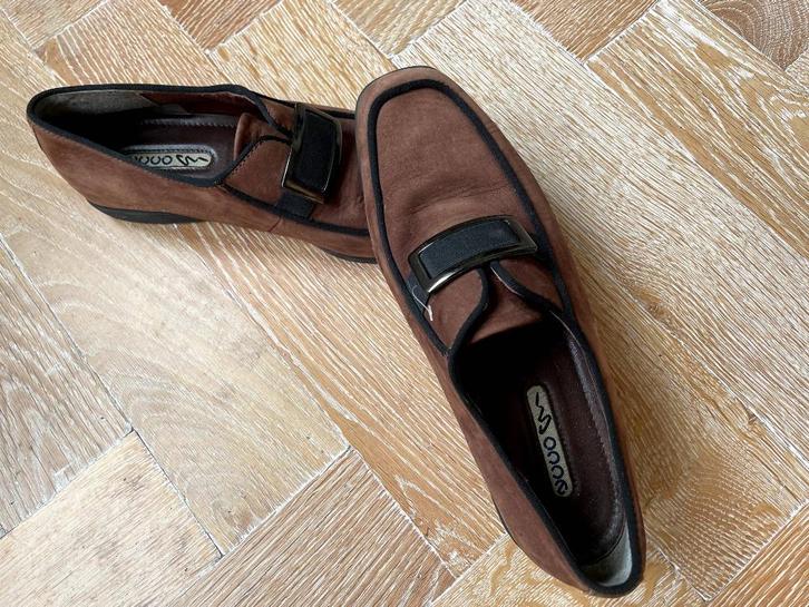 Ecco: Vlotte leren instappers. Maat 40, Kleding | Dames, Schoenen, Zo goed als nieuw, Instappers, Bruin, Ophalen of Verzenden