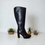DUO BOOTS BELMORE zwarte leren laarzen mt 38 XL schacht, Hoge laarzen, Verzenden, Zwart, Nieuw