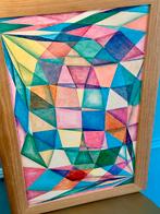 Joop van Bossum Abstract Multicolor Schilderij 30 x 50 cm, Antiek en Kunst, Ophalen of Verzenden