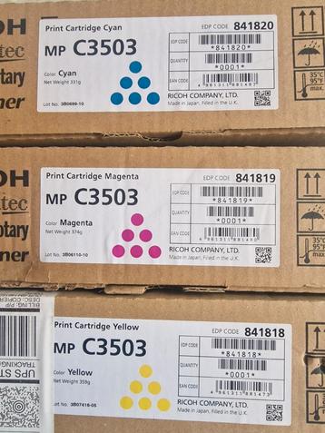 Ricoh MP C3503 Toner Set - Cyaan, Magenta, Geel - Nieuw beschikbaar voor biedingen