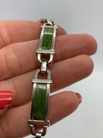 X222 Prachtige zilveren armband met jade Franz Schreurle, Sieraden, Tassen en Uiterlijk, Antieke sieraden, Ophalen of Verzenden