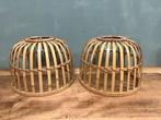 Bamboe lampenkappen vintage boho retro riet set/2, Ophalen of Verzenden, Zo goed als nieuw, Overige vormen, Bohi
