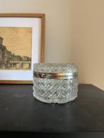 Vintage glazen kistje met metalen sluiting, geslepen glas, Ophalen of Verzenden