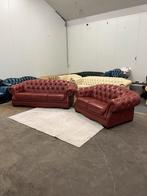 Chesterfield bankstel , bruin chesterfield set 3+2 bankstel, Klassieke, Leer, Ophalen of Verzenden, 75 tot 100 cm