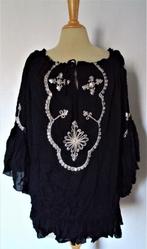 Zwarte bewerkte boho tuniek/top van Indico (Malaga) L, Verzenden, Zo goed als nieuw, Maat 42/44 (L), Zwart