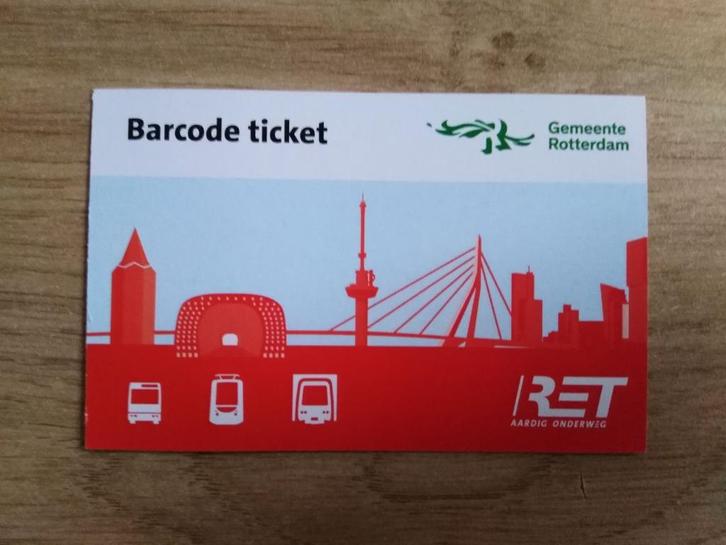 1 dag kaart | barcode ticket OV voor RET, Tickets en Kaartjes, Trein, Bus en Vliegtuig, Eén persoon, Algemeen kaartje, Bus, Metro of Tram