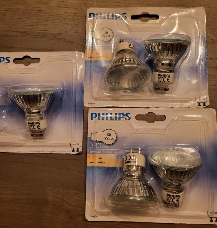 5 stuks Philips Halogeenlampen GU10 50W Nieuw in verpakking!, Huis en Inrichting, Lampen | Losse lampen, Nieuw, Halogeen (gloei)lamp