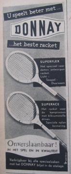 knipsel   DONNAY tennisracket 1953, Ophalen of Verzenden, 1940 tot 1960, Nederland, Knipsel(s)