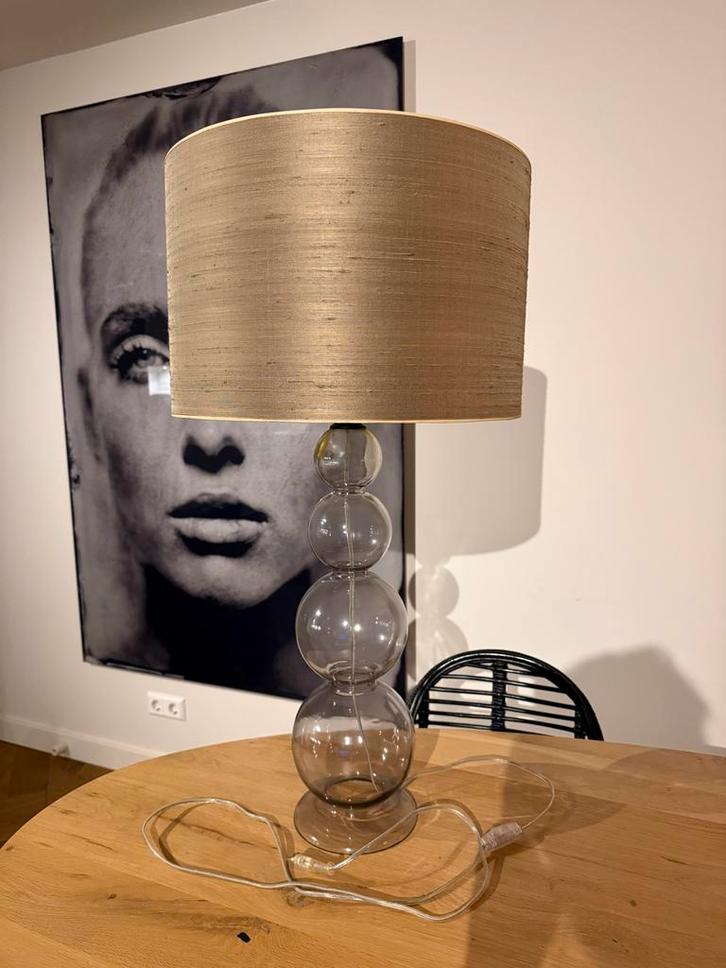 Lamp met glazen poot, Huis en Inrichting, Lampen | Tafellampen, Gebruikt, 75 cm of meer, Glas, Ophalen of Verzenden