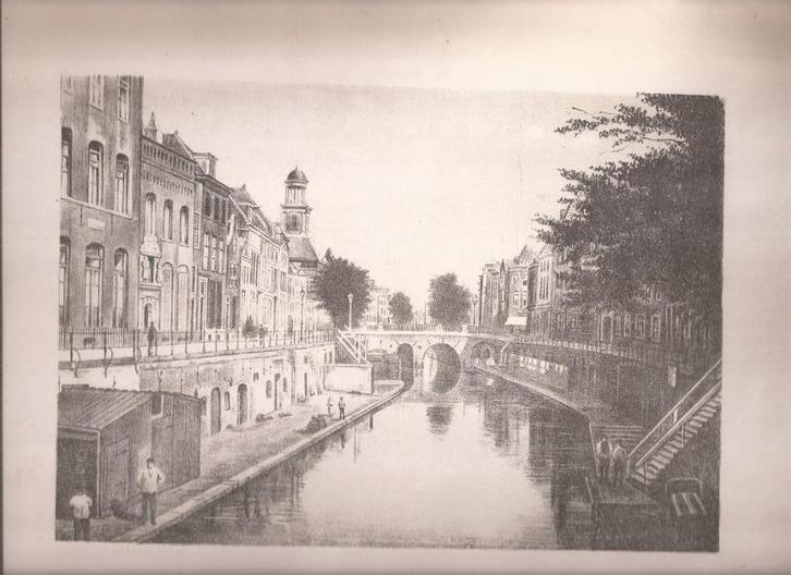 Utrecht Oude-Gracht (Viebrug) Utrecht Litho ca. 1895, Antiek en Kunst, Kunst | Etsen en Gravures, Ophalen of Verzenden