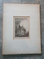 Den Haag Stadhuis - Historische Prent, Antiek en Kunst, Kunst | Etsen en Gravures, Ophalen of Verzenden