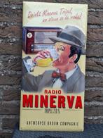 Reclamebord Radio Minerva (drinkt Minerva Tripel en steunt z, Verzamelen, Biermerken, Ophalen of Verzenden, Nieuw, Reclamebord, Plaat of Schild