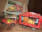 Vintage blikken jeep circus trailer met leeuw made in Japan, Antiek en Kunst, Antiek | Speelgoed, Ophalen of Verzenden