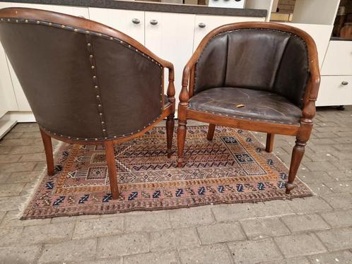 Antieke Thomas chippendale chesterfield clubfauteuils leder, Antiek en Kunst, Antiek | Meubels | Stoelen en Banken, Ophalen