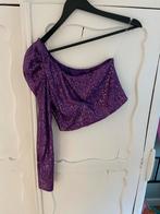 Paarse Glitter Top - One Shoulder, Kleding | Dames, Tops, Paars, Ophalen of Verzenden, Lange mouw, Maat 34 (XS) of kleiner