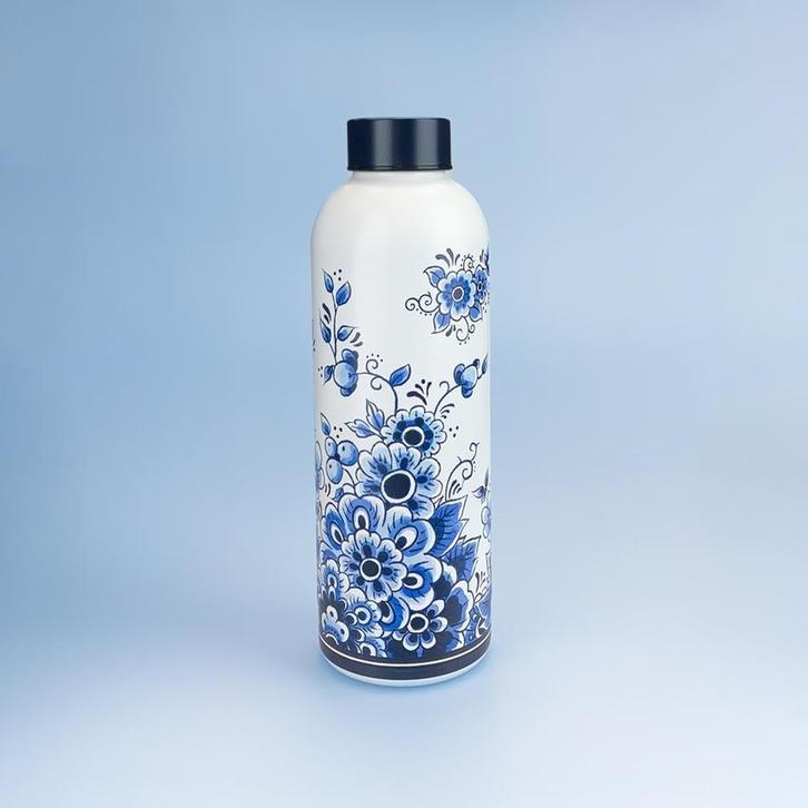 Drinkfles Delfts Blauw 500ml. RVS, Caravans en Kamperen, Kampeeraccessoires, Nieuw, Ophalen of Verzenden