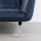 1x Leolux Devon 2-zits/162cm Bank Blauw Leer - Gepolijst, Niet ingevuld, 150 tot 200 cm, Niet ingevuld, Tweepersoons