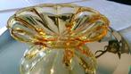 Art Deco glazen schaal glas amber persglas vintage Ø23cm, Antiek en Kunst, Antiek | Glas en Kristal, Ophalen of Verzenden