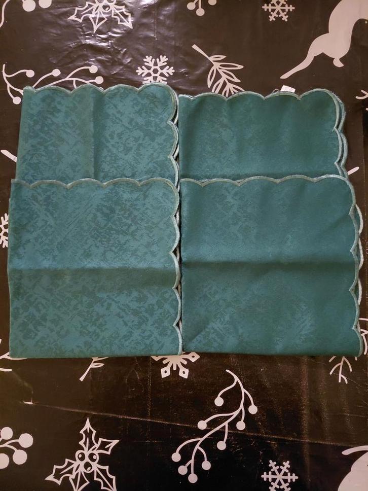 Set van 4 groene stoffen servetten, Diversen, Kerst, Zo goed als nieuw, Ophalen