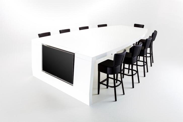 Grote hoge conferentietafel / vergadertafel met krukken, Huis en Inrichting, Tafelonderdelen, Zo goed als nieuw, 200 cm of meer