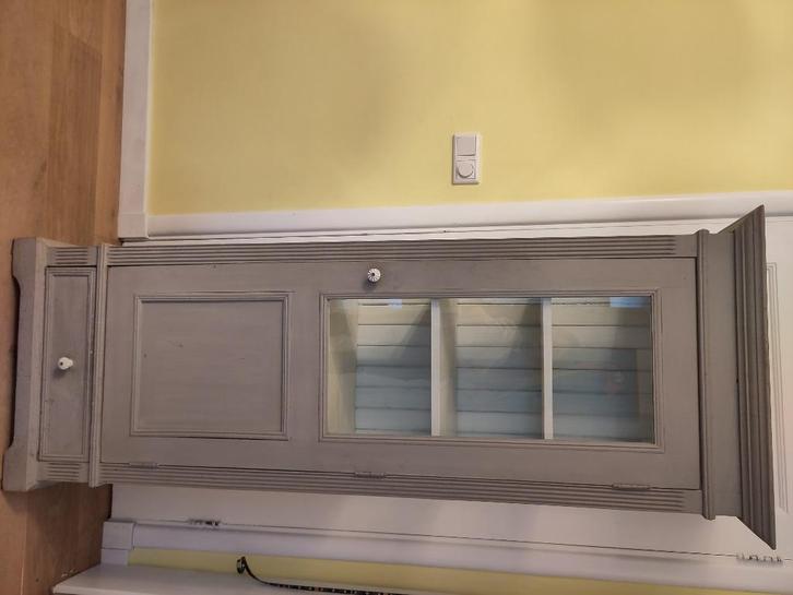 Mooie Antieke vitrinekast, Huis en Inrichting, Kasten | Vitrinekasten, Gebruikt, 150 tot 200 cm, 50 tot 100 cm, 25 tot 50 cm, Met lade(s)