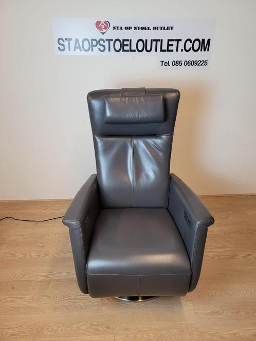 Prominent Toscana Taupegrijs Luxe uitvoering, Huis en Inrichting, Fauteuils, Zo goed als nieuw, Leer, 50 tot 75 cm, Minder dan 75 cm