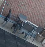 Antraciet aluminium tuinset met tafel en 4 stoelen, Tuin en Terras, Tuinsets en Loungesets, Ophalen, 4 zitplaatsen, Gebruikt, Eettafel