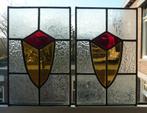 Set van 2 glas-in-lood ramen in Art Deco stijl, Minder dan 80 cm, Overige typen, Ophalen of Verzenden, Zo goed als nieuw