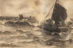 Gerhard Morgenstjerne Munthe, Bomschuiten op turbulente zee, Antiek en Kunst, Ophalen of Verzenden