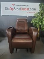 Staopstoel Dewert Donkerbruin Leder, Huis en Inrichting, Fauteuils, Minder dan 50 cm, Minder dan 75 cm, Leer, Ophalen of Verzenden