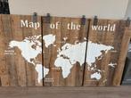 Map of the world houten drieluik, Huis en Inrichting, Ophalen, Zo goed als nieuw