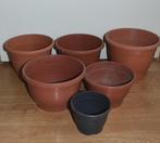 6 Kunststof bloempotten plantenpotten bloembakken, Kunststof, Minder dan 30 cm, Minder dan 60 cm, Rond