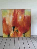 schilderij tulpen van Greetje Feenstra 70 x 70 cm, Gebruikt, 50 tot 75 cm, Ophalen of Verzenden, Schilderij