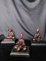 Vintage 3 bronzen beeldjes muzikanten hoog 14 cm, Ophalen
