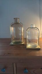 2 leuke vazen in een gouden standaard, Huis en Inrichting, Woonaccessoires | Vazen, Overige kleuren, Ophalen of Verzenden, Minder dan 50 cm