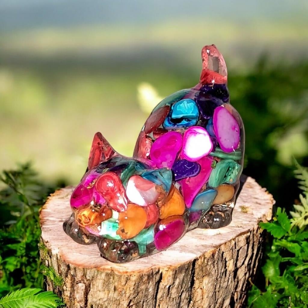 Gekleurde orgonite katjes, Verzamelen, Mineralen en Fossielen, Ophalen of Verzenden, Mineraal