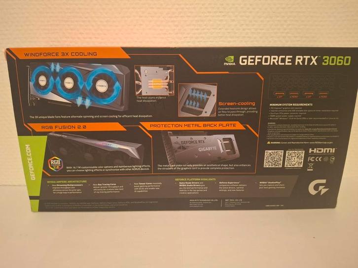 Nieuwe GeForce RTX 3060 12GB - In Doos!, Computers en Software, Videokaarten, Nieuw, Nvidia, PCI-Express 4.0, GDDR6, HDMI, DisplayPort