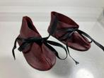 vintage, bordeaux rode, leren poppenschoentjes, Verzenden, Gebruikt, Pop