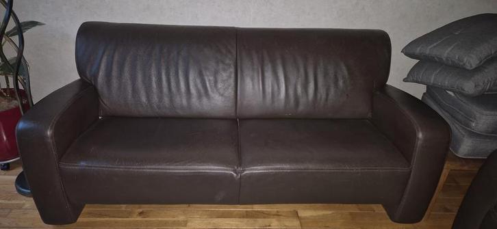Leren bankstel, Huis en Inrichting, Banken | Bankstellen, Gebruikt, Rechte bank, Tweepersoons, 150 tot 200 cm, 75 tot 100 cm, Leer