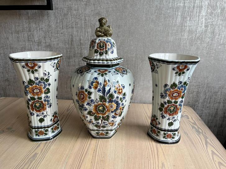 Delfts 3 delig kaststel (bont), Antiek en Kunst, Antiek | Keramiek en Aardewerk, Ophalen